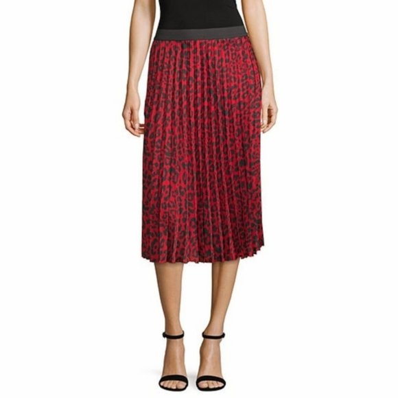 Worthington Pleated Animal Print Midi Skirt - Picture 1 of 5